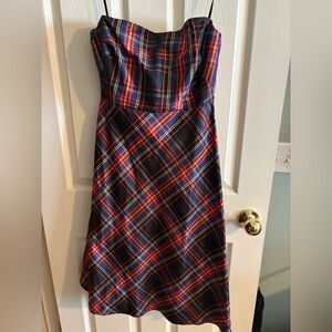 J. Crew Strapless Silk Plaid Dress, size 14